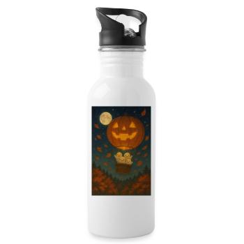 Pumpkin Halloween Ghosts - Water bottle with straw - white - Right