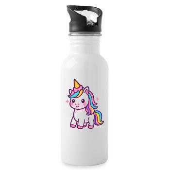 Licorne colorée avec crinière arc-en-ciel - Gourde avec paille intégrée - blanc - Droite