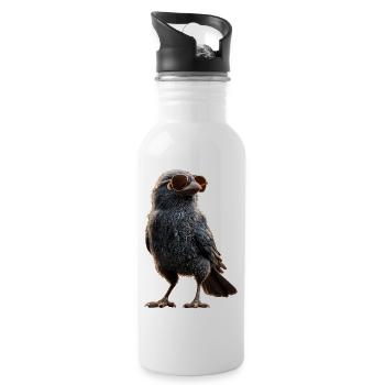 Raven, Crow, Bird, Raven Crow, Jackdaw, Black Raven - Water bottle with straw - white - Right