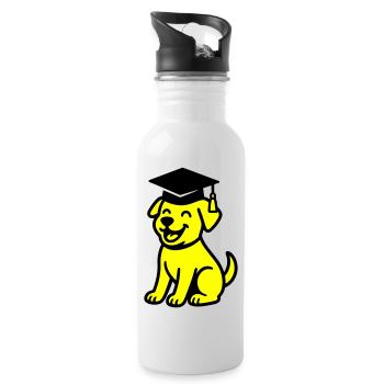 Bachelor Hund / Diplom Hund - Trinkflasche mit integriertem Trinkhalm - Weiß - Rechts