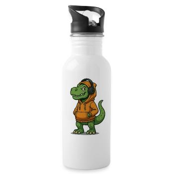 Dinosaure avec écouteurs et sweats à capuche - Gourde avec paille intégrée - blanc - Droite