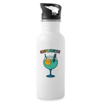 GinInfluencer Cocktail Illustration Gin - Water bottle with straw - white - Right