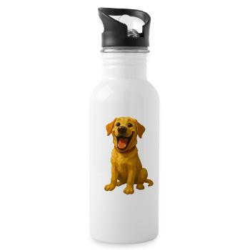 Labrador rieur – Motif de chien drôle - Gourde avec paille intégrée - blanc - Droite