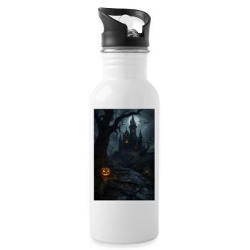 Halloween Horror Pumpkin - Water bottle with straw - white - Right