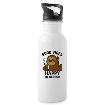 Chill Bear Cartoon Design - Water bottle with straw - white - Right