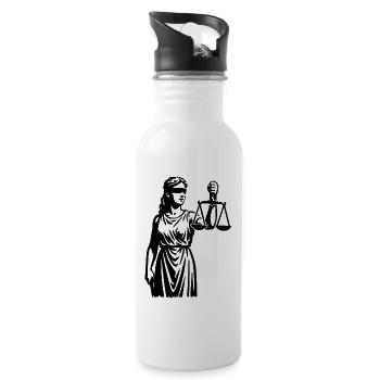 Justitia Dessin au trait avec des échelles - Gourde avec paille intégrée - blanc - Droite