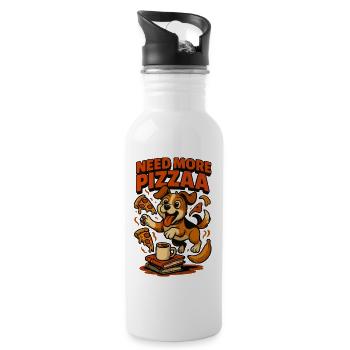 Need More Pizza Pup - Water bottle with straw - white - Right