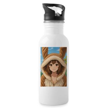 Bunny Hoodie Anime Charm - Water bottle with straw - white - Right