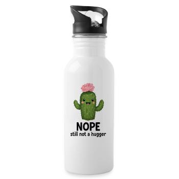 Nope, Not a Hugger Cactus - Water bottle with straw - white - Right
