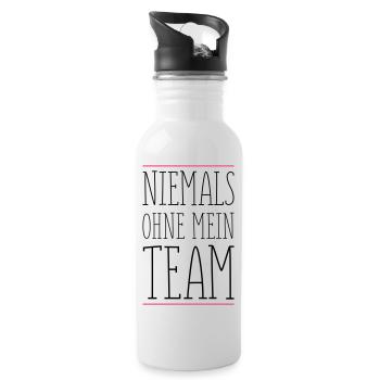 niemals_ohne_team_01 - Water bottle with straw - white - Right