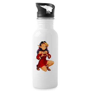 Zayra – Herzgest der Magischen Elfenfrau in rot - Trinkflasche mit integriertem Trinkhalm - Weiß - Rechts