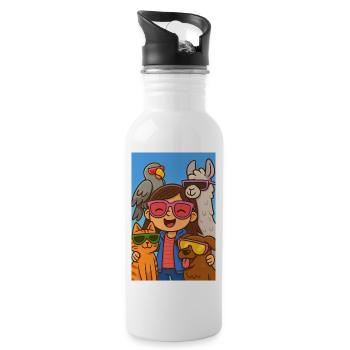 Sonnenbrillen-Abenteuer mit Tierfreunden - Trinkflasche mit integriertem Trinkhalm - Weiß - Rechts