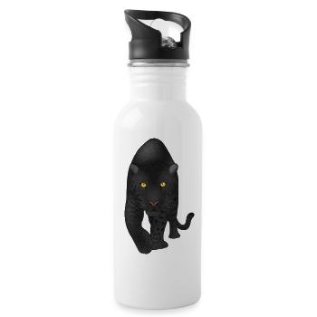 Midnight Panther, Big Cat  - Water bottle with straw - white - Right