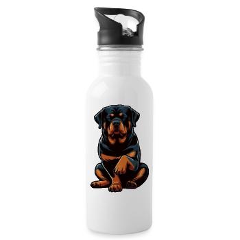 Rottweiler Rottweilerbesitzer Rottweilerliebhaber - Trinkflasche mit integriertem Trinkhalm - Weiß - Rechts