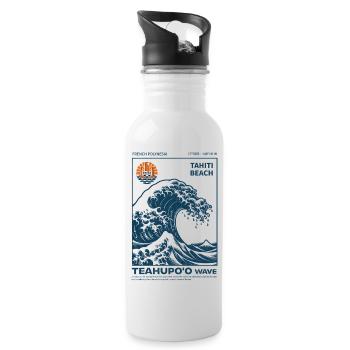 Teahupo'o Wave Tahiti Ocean Blue - Water bottle with straw - white - Right