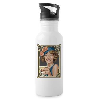 Zwanziger Club - Trinkflasche mit integriertem Trinkhalm - Weiß - Rechts
