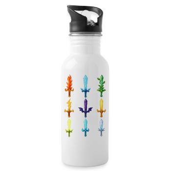 Bunte Fantasy Schwerter Design - Trinkflasche mit integriertem Trinkhalm - Weiß - Rechts