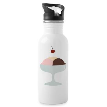Eisbecher Trio Genuss - Trinkflasche mit integriertem Trinkhalm - Weiß - Rechts