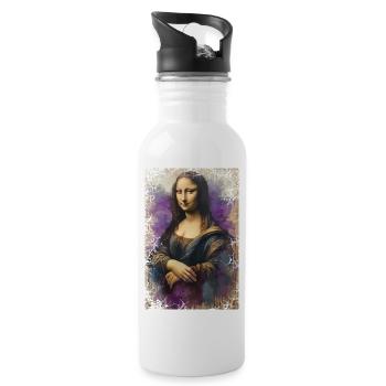 Mona Lisa neu interpretiert - Öl auf Leinwand - Trinkflasche mit integriertem Trinkhalm - Weiß - Rechts