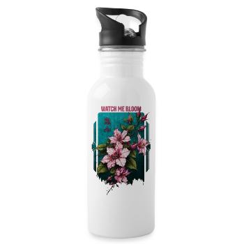 Watch Me Bloom Hibiscus - Water bottle with straw - white - Right