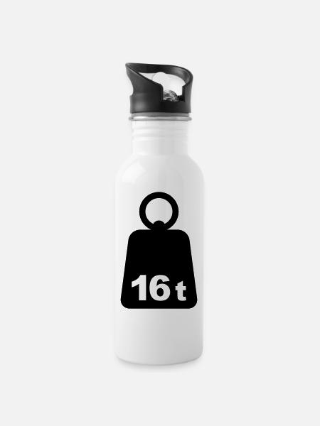 Sixteen Tons 16t - Water bottle with straw - white
