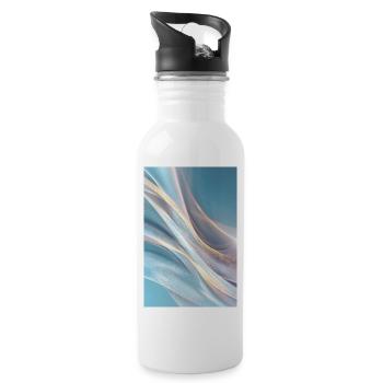Abstrakte Lichtwellen - Trinkflasche mit integriertem Trinkhalm - Weiß - Rechts