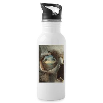 Tropical Island in Skull - Water bottle with straw - white - Right