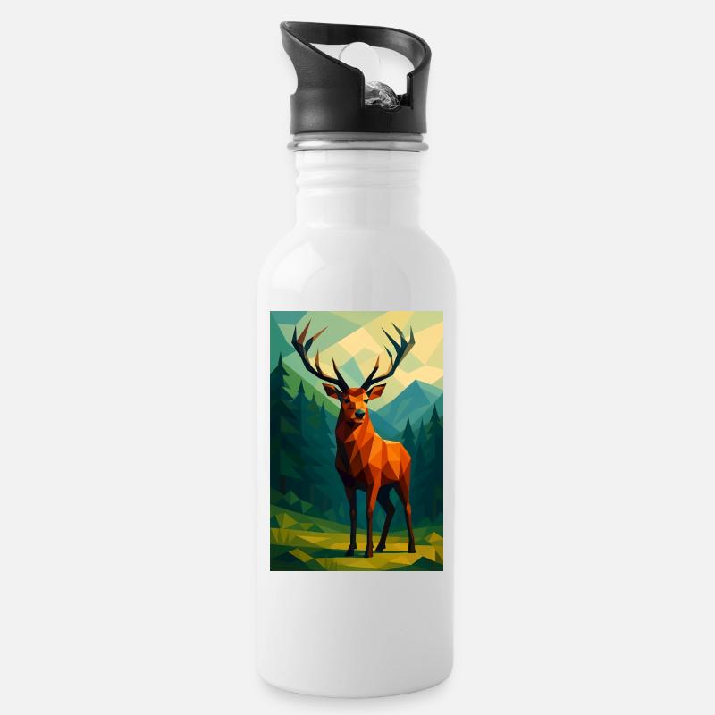 Polynature Hirsch - Trinkflasche mit integriertem Trinkhalm - Weiß