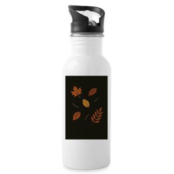 Herbstlaub auf dunklem Hintergrund - Trinkflasche mit integriertem Trinkhalm - Weiß - Rechts
