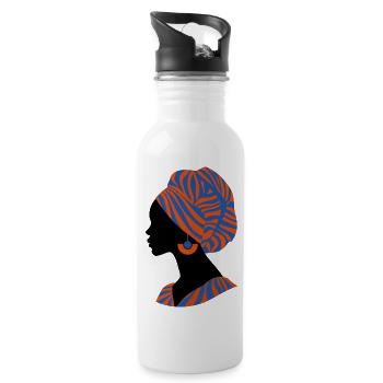 Afrikanische Frau Traditionelles Design Afrika - Trinkflasche mit integriertem Trinkhalm - Weiß - Rechts