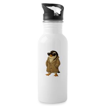 Penguin Detective Trench Coat - Water bottle with straw - white - Right