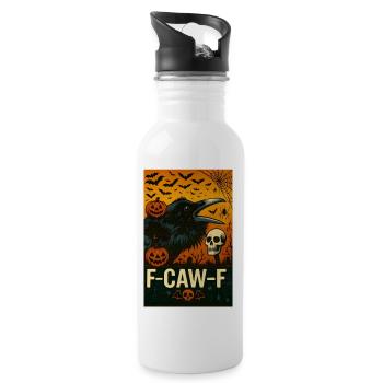 Drôle d’oiseau corbeau noir avec F-Caw-F Halloween - Gourde avec paille intégrée - blanc - Droite