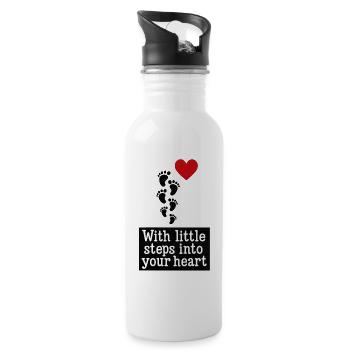 With small steps into your heart ❤️ - Water bottle with straw - white - Right
