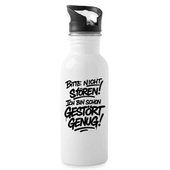 Bitte nicht stören ich bin schon gestört – ironisc - Water bottle with straw - white - Right