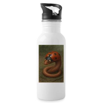 Ladybug and earthworm - Water bottle with straw - white - Right