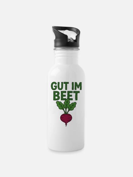 Gut im Beet – Lustiger Garten Spruch Hobbygärtner - Trinkflasche mit integriertem Trinkhalm - Weiß