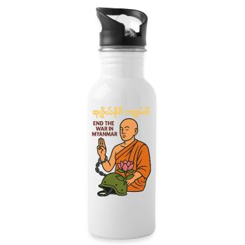 Peace for Myanmar - Water bottle with straw - white - Right