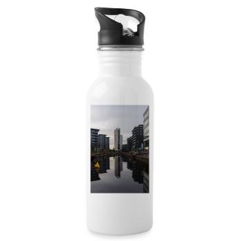 Urbane Reflexion - Trinkflasche mit integriertem Trinkhalm - Weiß - Rechts