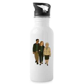 mit Oma unterwegs - Trinkflasche mit integriertem Trinkhalm - Weiß - Rechts