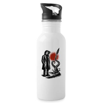 Noir Lovecraft und der Tentakel - Trinkflasche mit integriertem Trinkhalm - Weiß - Rechts