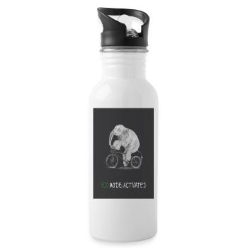 Eco mode-activated elephant on a bike - Water bottle with straw - white - Right