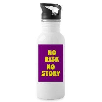 No Risk No Story – Mutig leben, echt sein - Trinkflasche mit integriertem Trinkhalm - Weiß - Rechts