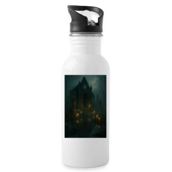 Gothic ruin by moonlight - Water bottle with straw - white - Right