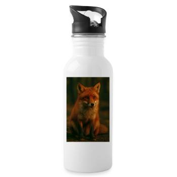 Wilde Tiere, Fuchs - Trinkflasche mit integriertem Trinkhalm - Weiß - Rechts