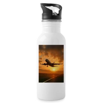 Startende Flugzeuge - Trinkflasche mit integriertem Trinkhalm - Weiß - Rechts