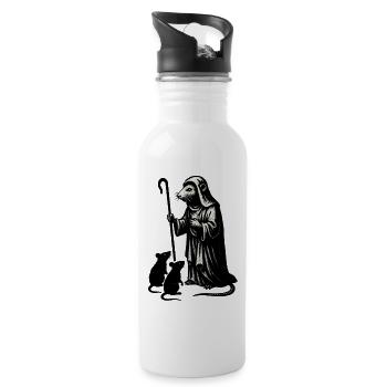 Pestdoktor und Mäuse - Trinkflasche mit integriertem Trinkhalm - Weiß - Rechts