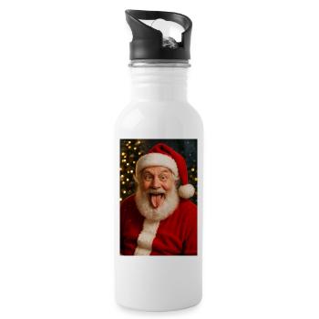 Merry Christmas - Crazy Santa Claus - Water bottle with straw - white - Right