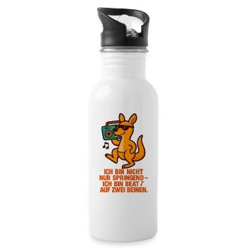 Ich_bin_nicht_nur_Springend_Ich_bin_Beat_auf_zw - Trinkflasche mit integriertem Trinkhalm - Weiß - Rechts