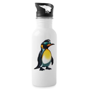 pingouin drôle avec des lunettes de soleil :) - Gourde avec paille intégrée - blanc - Droite