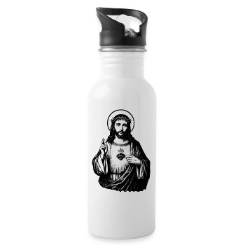 Sacred Heart StreetArt Stencil Style - Water bottle with straw - white - Right